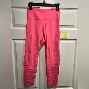Zyia Neon Pink Flower Power Luxe Leggings 7/8 with Pockets